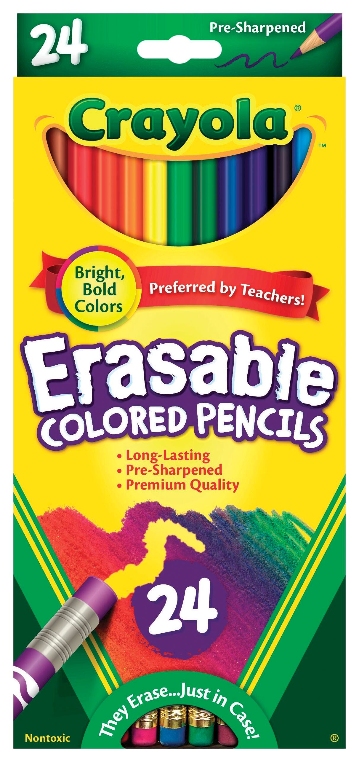 Crayola Erasable Colored Pencils, Assorted Colors, Pack of 24 410559